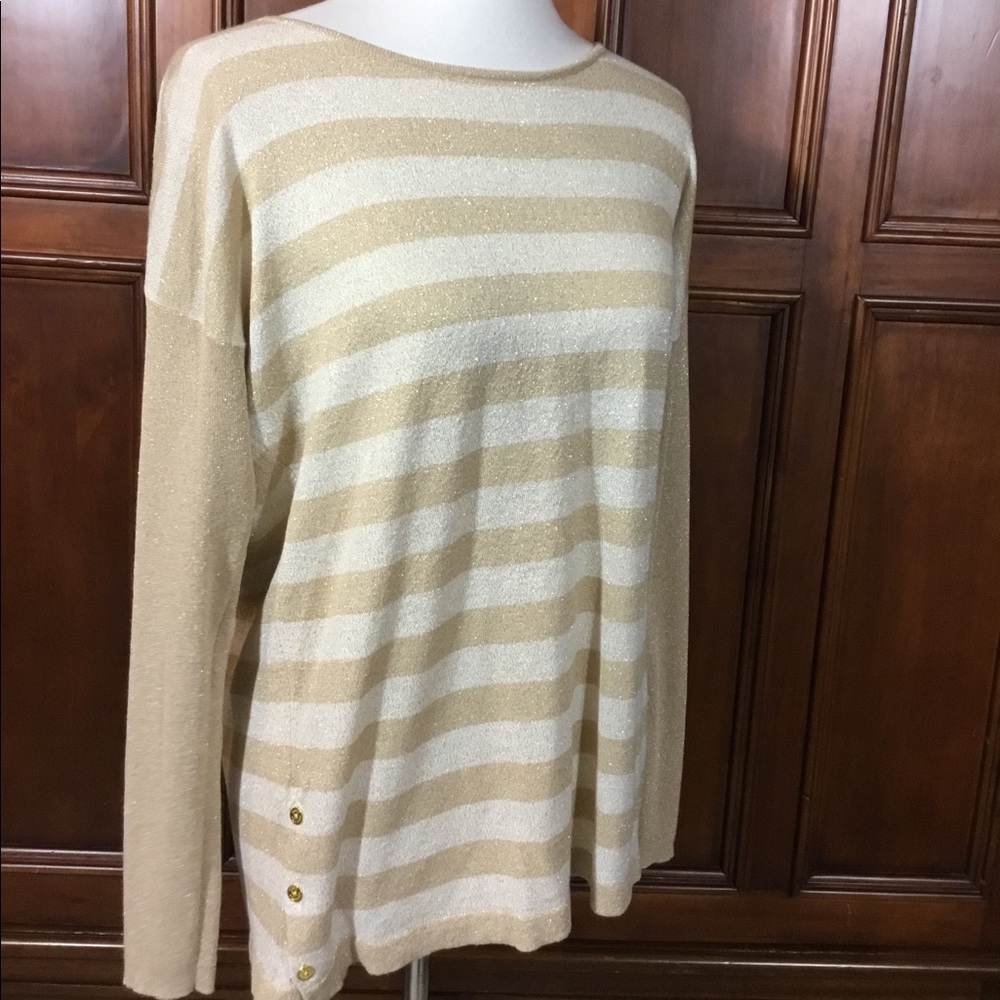 Dana Buchman Womens Top Gold Fleck, Tan & Cream Sz